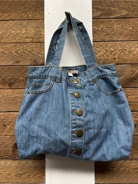 Forever 21 Distressed Denim Tote in Light Blue